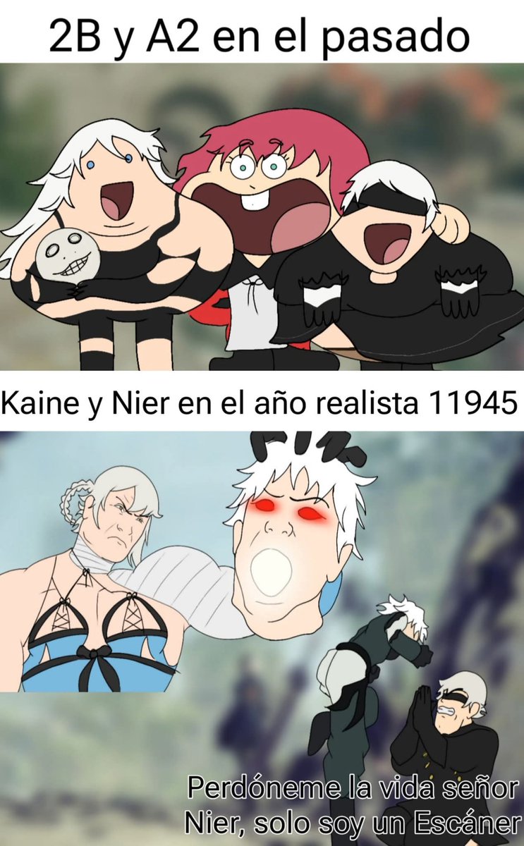 YokoPosting's tweet photo. 😂

Cr: @Reverb_R 

#NieR #ニーア #ニーアレプリカント   #NieRReplicant #ニーアオートマタ #NieRAutomata 
#DevolaPopola #2B #A2 #9S #Kaine https://t.co/vfID46gunV