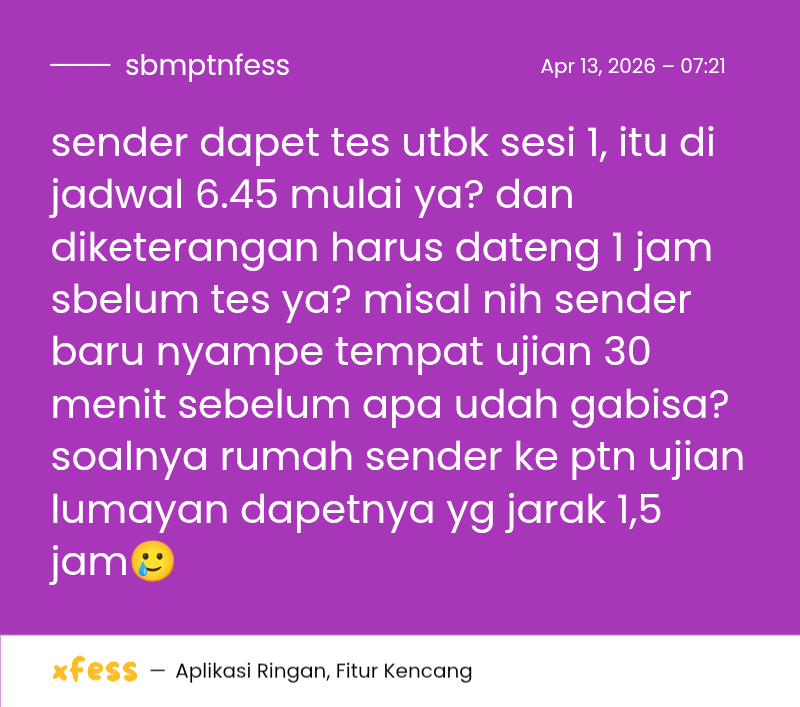 sbmptnfess's tweet image. PTN! sender cuma mau mastiin aja, soalnya sender cukup panikan soal waktu. yang tau boleh bantu ya, biar dari sekarang sender atur waktunya