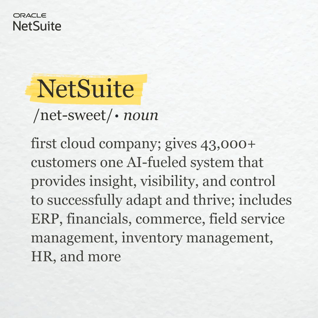 NujDeCastro's tweet photo. Setting the standard for cloud and #AI. Powering over 43,000 businesses worldwide. That's @NetSuite. https://t.co/gmGWEjwo7i https://t.co/hTtXKCbPhn