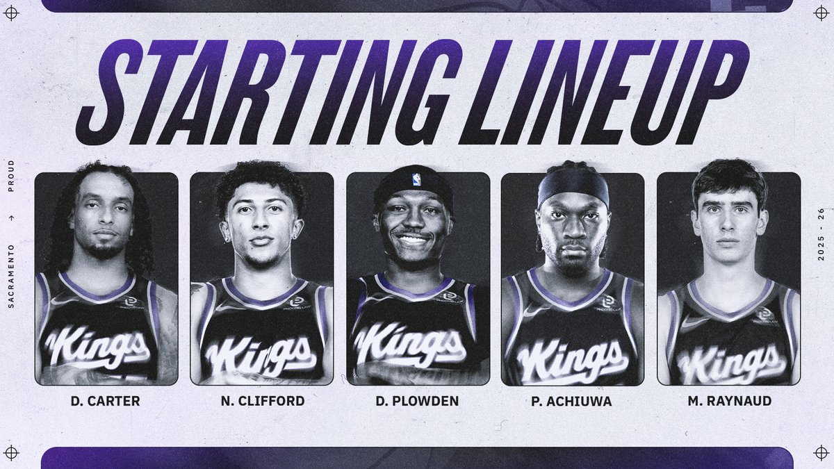 SacramentoKings's tweet image. tonight’s starters ⤵️

👑 Devin Carter
👑 Nique Clifford
👑 Daeqwon Plowden
👑 Precious Achiuwa
👑 Maxime Raynaud

Starting Lineups presented by 
@PhoongLawCorp