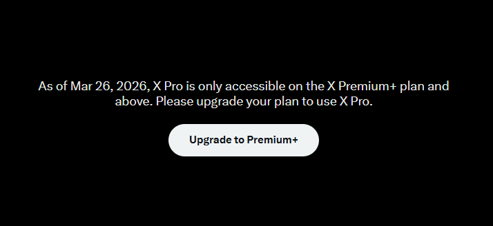 .@Premium what an absolute joke. Having previously paid for Premium just to get X Pro, you now want even more money (£30.61/month) for a "Premium+" subscription. No notice of the change, just a demand for more cash. I'm done with this platform. You won't be getting any more of my
