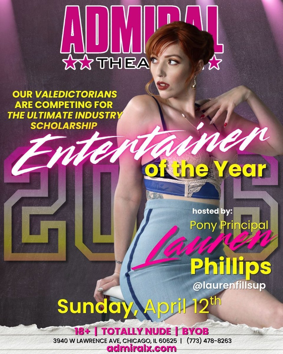 AdmiralTheatre's tweet image. Tonight 👑🔥 Entertainer of the Year takes over The Admiral. Hosted by @LaurenFillsUp 😮‍🔥 Pull up early. #AdmiralChicago #ChicagoNightlife #EOTY