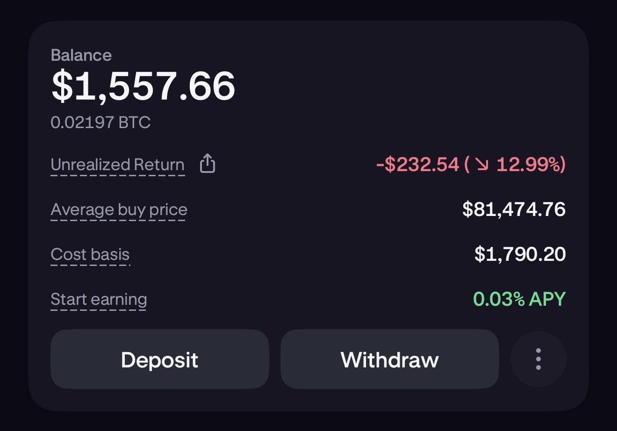 vikogozon's tweet photo. @vulturetrades Me too bro… my challenge is $1,790 → $1,557 📉
We’re both on track 😂❤️
#Bitcoin #Crypto https://t.co/7j4hG5byho