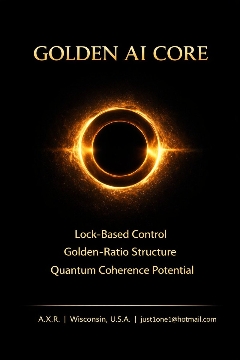 AdeptXR's tweet photo. Golden-Ratio-Governed Intelligence A.I.
Golden Ratio-Native (core,family)   
DATA PACKAGE-ESCROW
(A.X.R.)--[WISCONSIN, U.S.A.] just1one1@hotmail.com 
@Meta @OpenAI @ChatGPTapp
@MetaforDevs @deepseek_ai 
@Microsoft @GoogleAI @googledevs 
@Google @AnthropicAI @nvidia
@NVIDIAAI @xAI https://t.co/NCpDI1LDd6