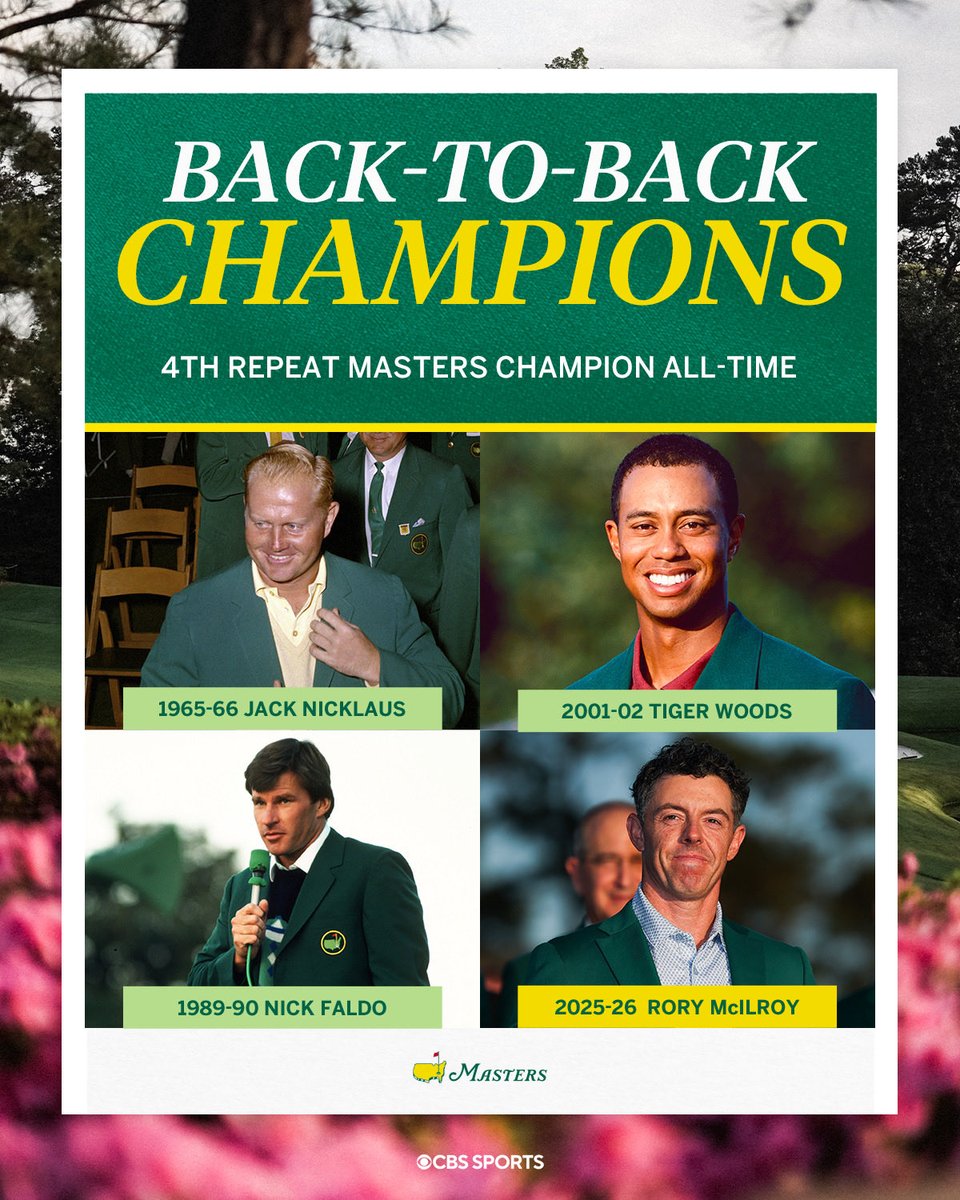 GolfonCBS's tweet image. Rory McIlroy joins an exclusive group: The back-to-back champions. #themasters