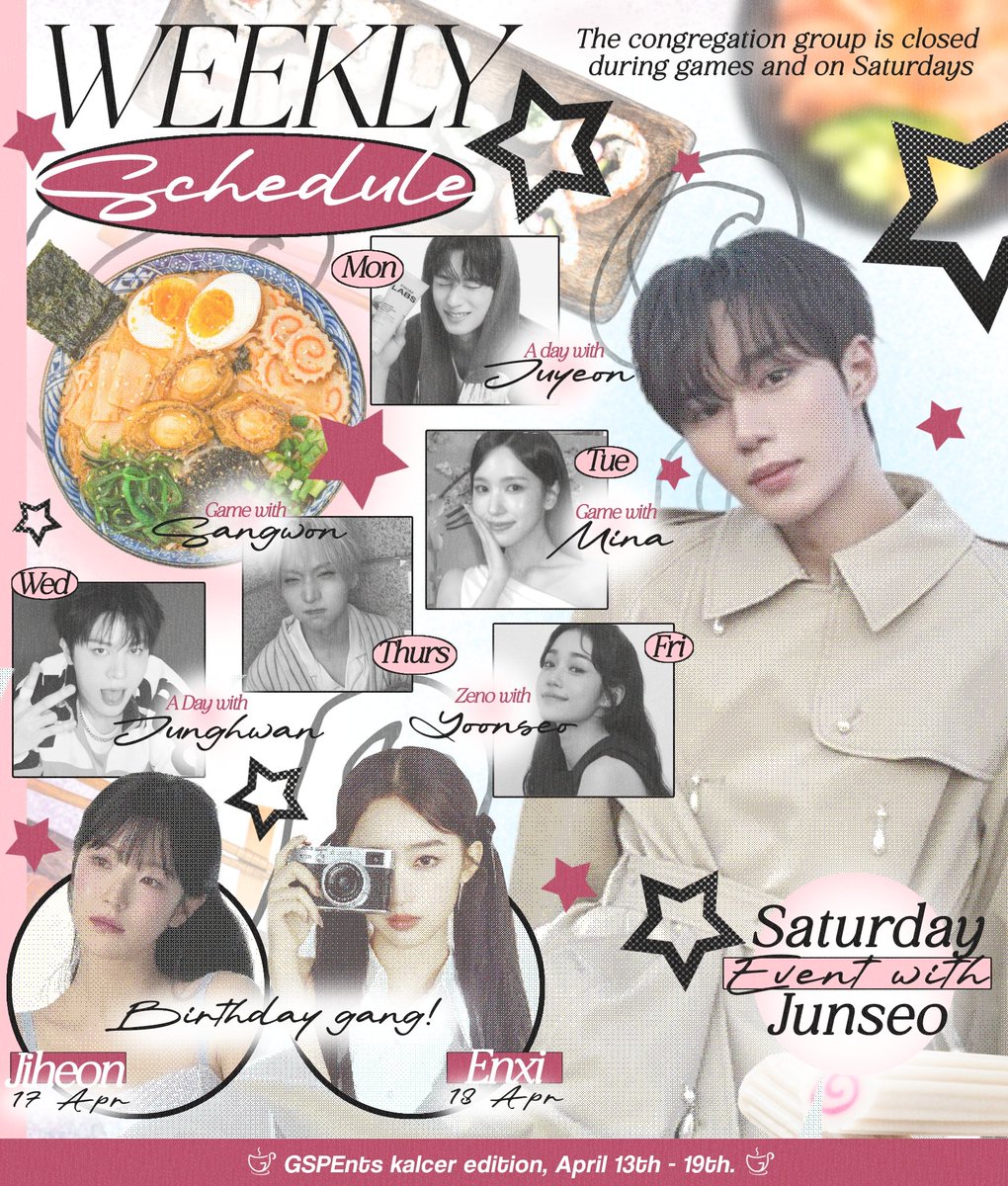 GOOD MORNINGGGGG DUNIAAAA!! Udah memasuki pertengahan april aja yhh, gimana gesperdeul masih semangat ga niih?!

Berikut wikjul di minggu ini yaa jangan lupa di sep dan ikutin kegiatannyaaa >_<