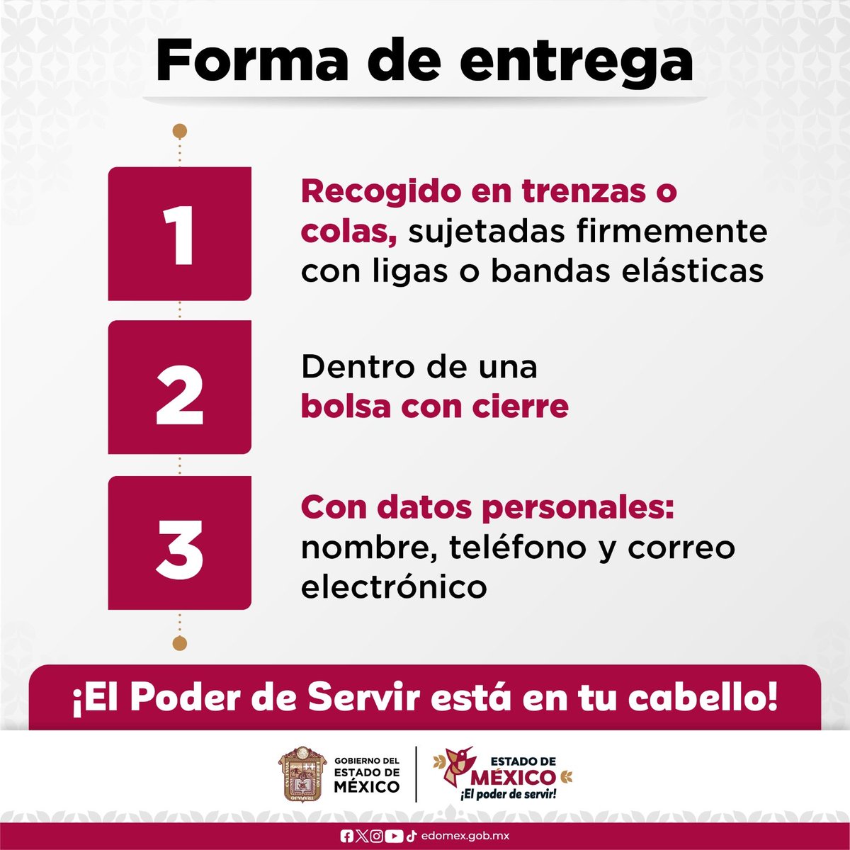 Edomex's tweet image. 😊✂️ Únete al #Trenzatón2026 y dona tu trenza de cabello para la creación de pelucas oncológicas. Un pequeño gesto de tu parte es una gran dosis de ánimo para quienes luchan contra el cáncer. ❤️🩹
#ElPoderDeServir