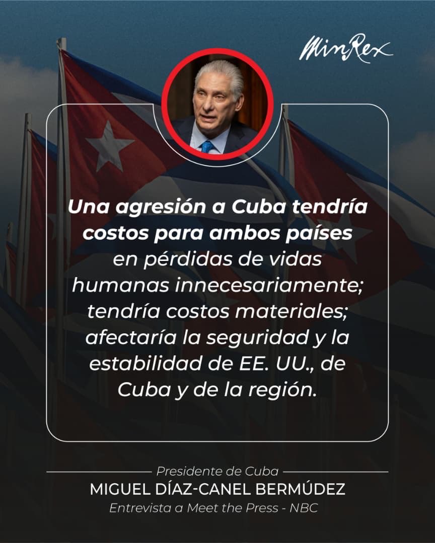🎙️Entrevista concedida por el Presidente de Cuba <a href="/DiazCanelB/">Miguel Díaz-Canel Bermúdez</a> a Kristen Welker, periodista del programa Meet the Press de <a href="/NBCNews/">NBC News</a>.

🔗presidencia.gob.cu/es/presidencia…