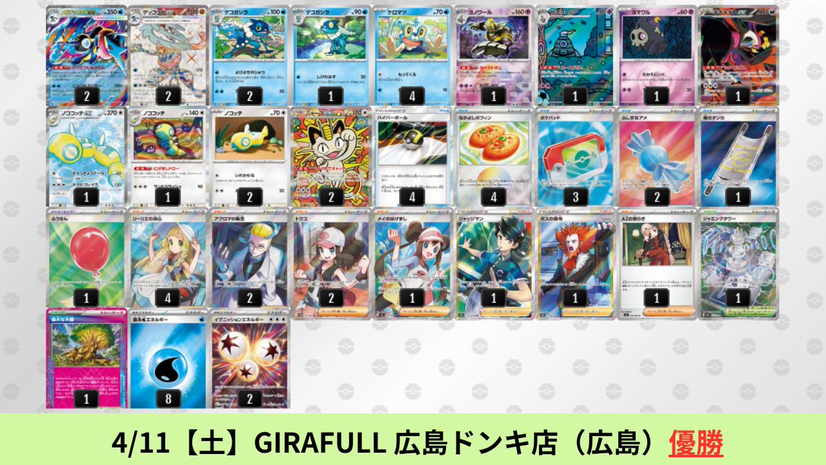 4/11【土】～4/12【日】 メガゲッコウガexのシティリーグ優勝デッキを