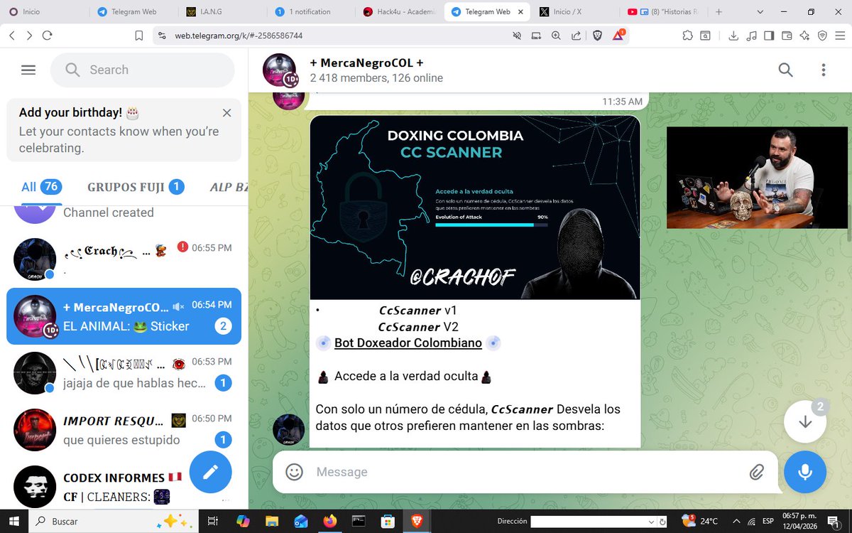 HackersOIHEC's tweet image. Así de sencillo estos criminales se ofrecen a DOXXEAR tu info en #Colombia #doxxing #cybercrime #carding