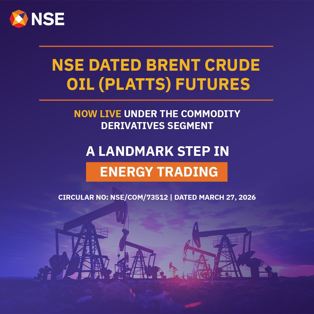 NSEIndia's tweet image. Launched today! 

Dated Brent Crude Oil (Platts) Futures, now available under the commodity derivatives segment of NSE’s robust, resilient, and reliable platform.

To read the circular click here: nsearchives.nseindia.com/content/circul…

To know more click here: nseindia.com/static/product…

#NSE