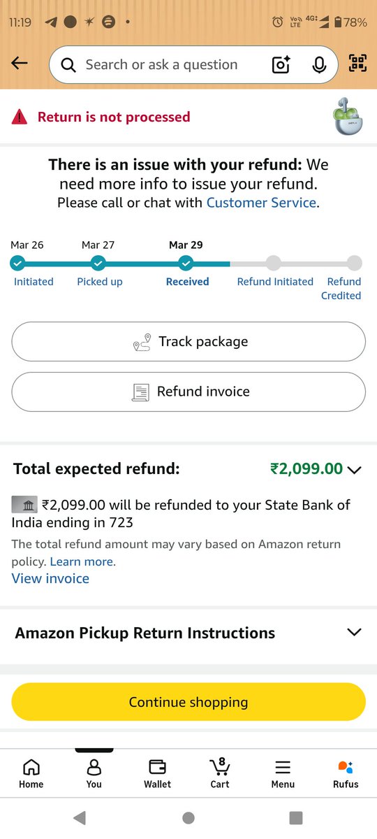 cyadav75's tweet photo. How much will you take to return..it's been 20 days..even though no action has been taking place. Please justice with customer @AmazonHelp @RahulGandhi @FinancialTimes @FinMinIndia @amazon @amazonIN https://t.co/Jz5QgwgZiI
