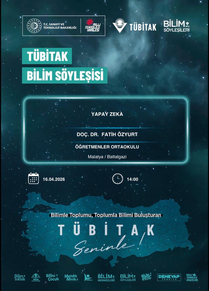 “Yapay Zeka” konulu bilim söyleşimize tüm öğretmenlerimiz, velilerimiz ve öğrencilerimiz davetlidir.