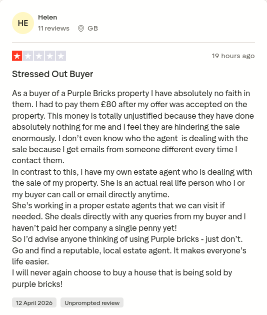 or_rhea's tweet image. Helen  gave Purplebricks 1 star via @Trustpilot trstp.lt/NuwldZ2uXC #CONmisery #NoBull #ownit
