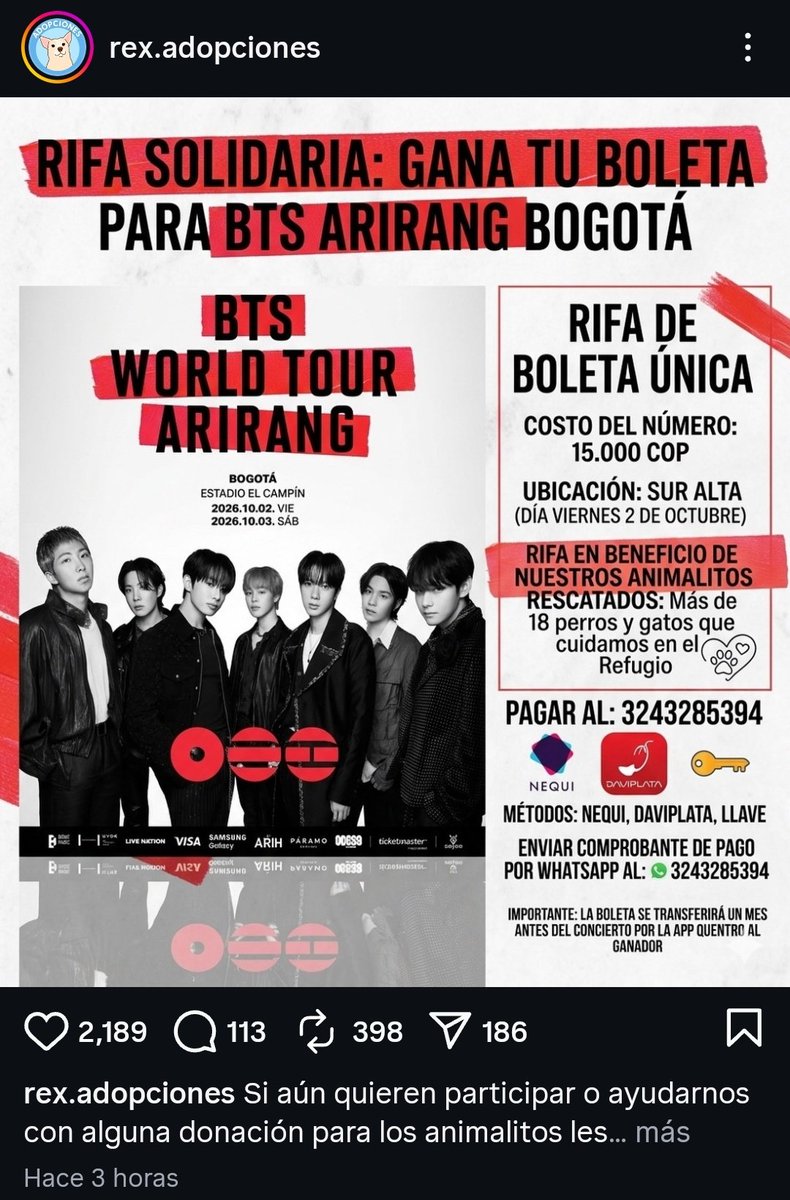 jimiinsmochi's tweet photo. Oigan que pedo con las "ARMYS" colombianas 🇨🇴 ??  le tumbaron la cuenta A UN REFUGIO que solo quería recaudar fondos con una rifa !?! 
Con lo animales NO locas, NUNCA 🫵🏼🚫 
Espero se esclarezca esto, que vergüenza... https://t.co/KcRhVTQIfC