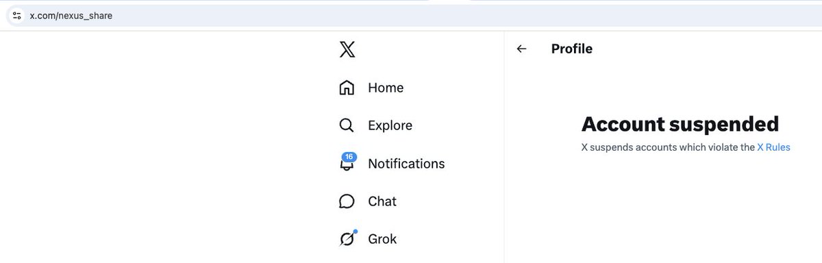 Lockhead's tweet image. My "marketing" account for Nexus Share got suspended on X and to be honest, I don't know which rule I violated with it...

The "appeal" with @xsupport unfortunately got denied

Does anyone know what other options I have to un-suspend the account? 

#Help #BuildInPublic @x