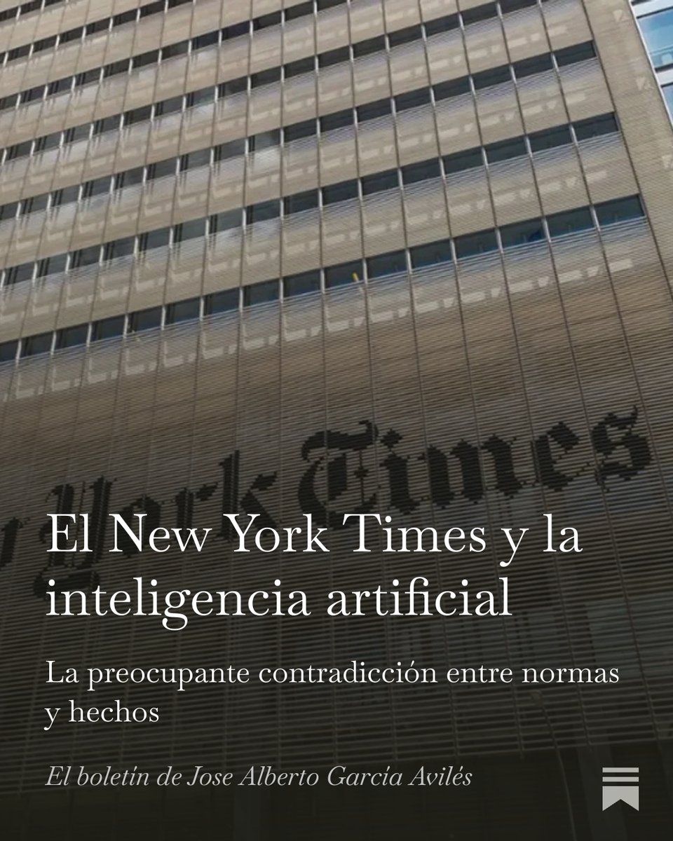 El New York Times dice que la IA “no escribe artículos”. Pero sí hace titulares, resúmenes, borradores…
Es decir: la IA no redacta el texto pero decide cómo lo lees.
Y el periodista difumina su voz.
La contradicción no es técnica. Es editorial y ética.
Veamos las consecuencias🧵