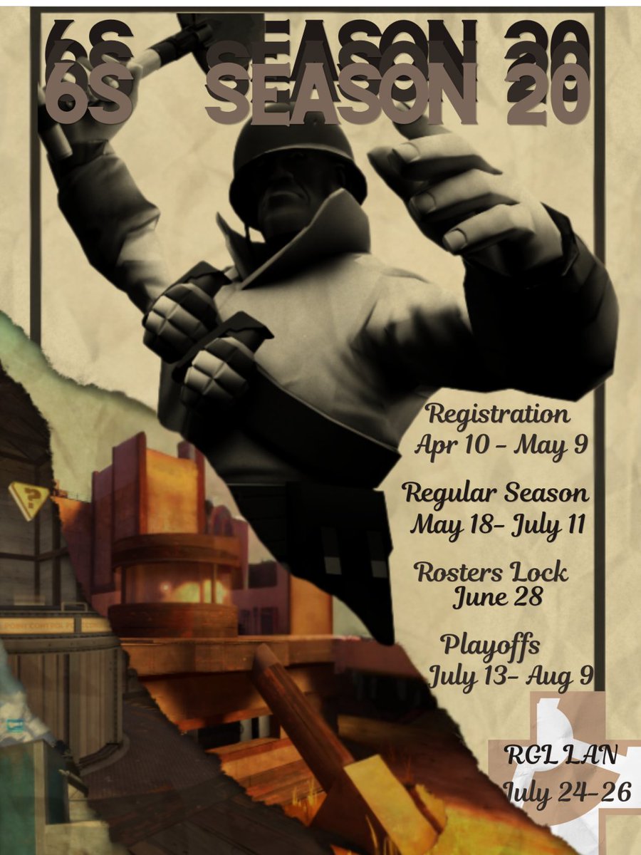 RGL_gg's tweet photo. Announcing RGL Sixes Season 20!

- 6s Article: https://t.co/wtjTciztLA
- Register Now: https://t.co/T9lgteOxae https://t.co/kWkSr76rzX