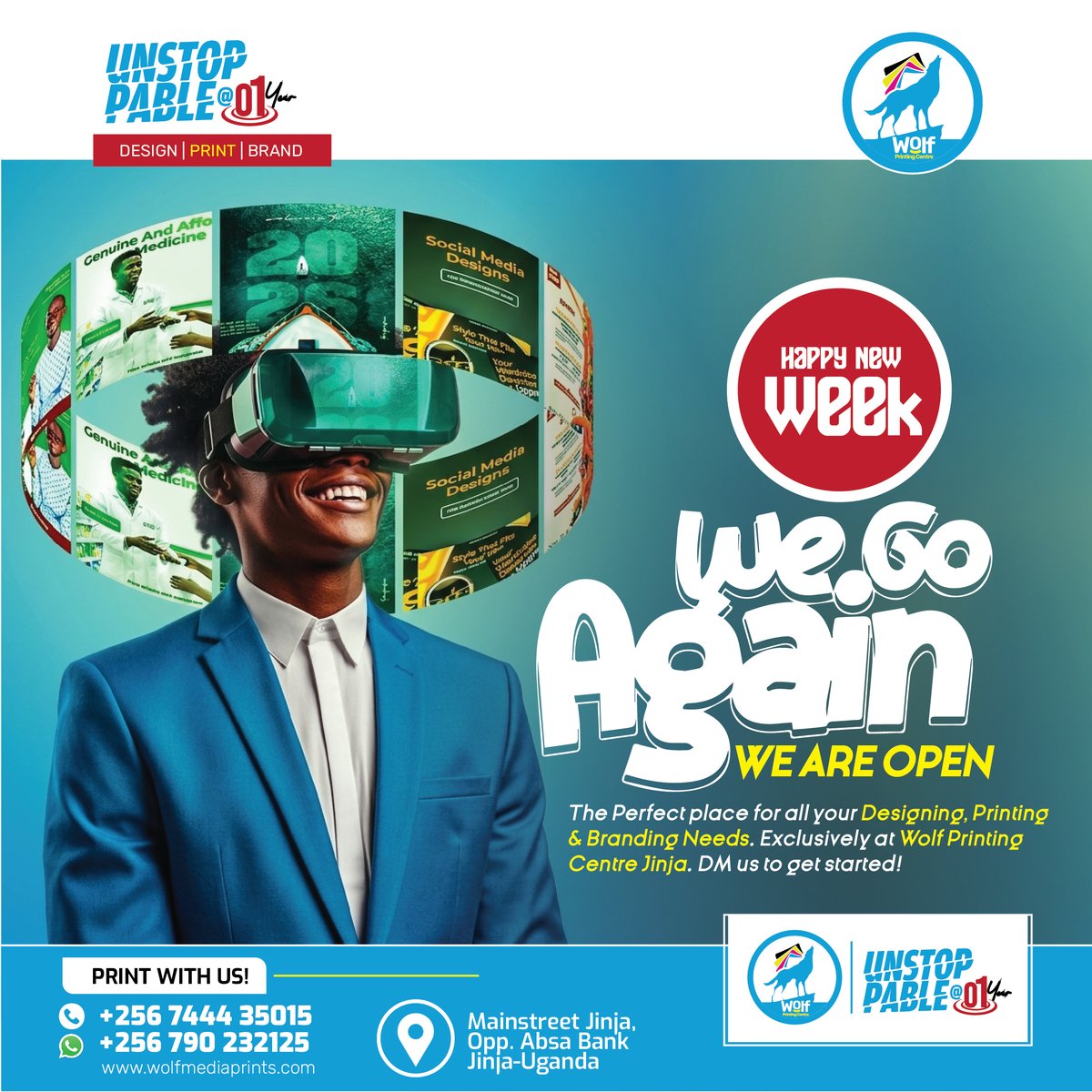 WOlfMedia_ug's tweet photo. Its a New Week! And We Gotta Go Again! We're OPEN. DM us today on 0790232125 / 0744435015 to get your designing, printing and branding done. We're on 📍 Mainstreet Opp. Absa Bank Jinja https://t.co/vG1GX3r87p