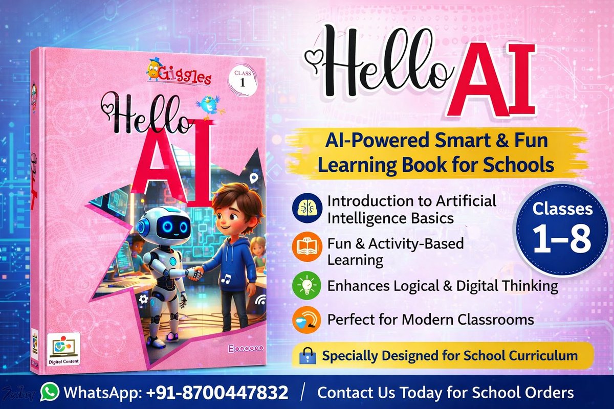 🌟 Introduce Your Students to the World of AI!

Presenting Hello AI – a smart, fun, and future-focused learning book for Classes 1–8 🤖📘

🏫 Perfect choice for schools looking to upgrade learning standards

📦 Bulk orders open now!
📲 WhatsApp: +91-8700447832

#ElegantPublishers