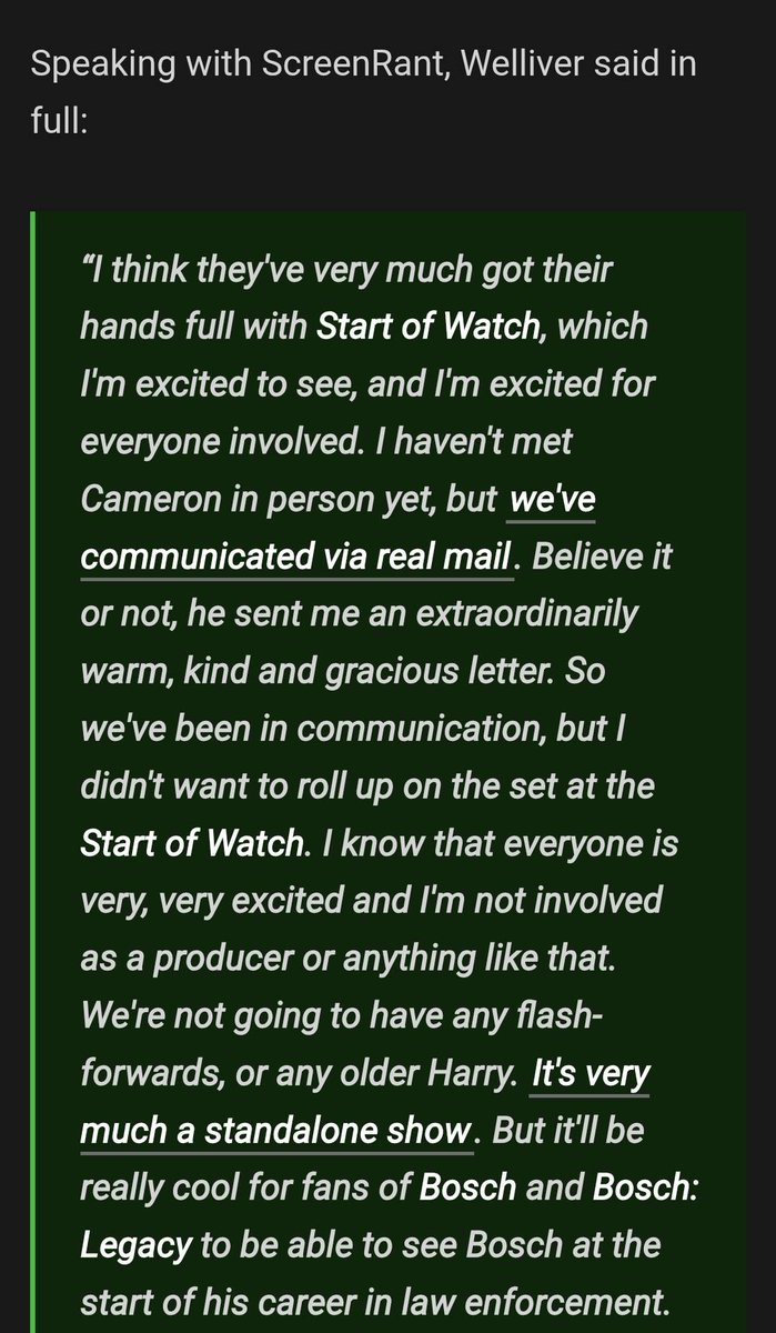 mireia_nadal's tweet photo. Very kind words of @welliver_titus about #StartOfWatch show in this interview with #ScreenRant
Excited to see the start of #Bosch 's career https://t.co/SNTN0yLZmi