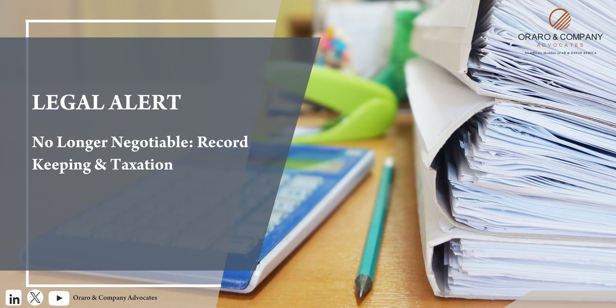 OCOAdvocates's tweet image. In today’s alert, Partner Renee Omondi shares insights on tax compliance for businesses and how KRA audits are increasingly focused on ensuring accurate documentation.

Read more here: tinyurl.com/368f9jwz

#TaxCompliance #KRA #RecordKeeping #MSMEs #Tax