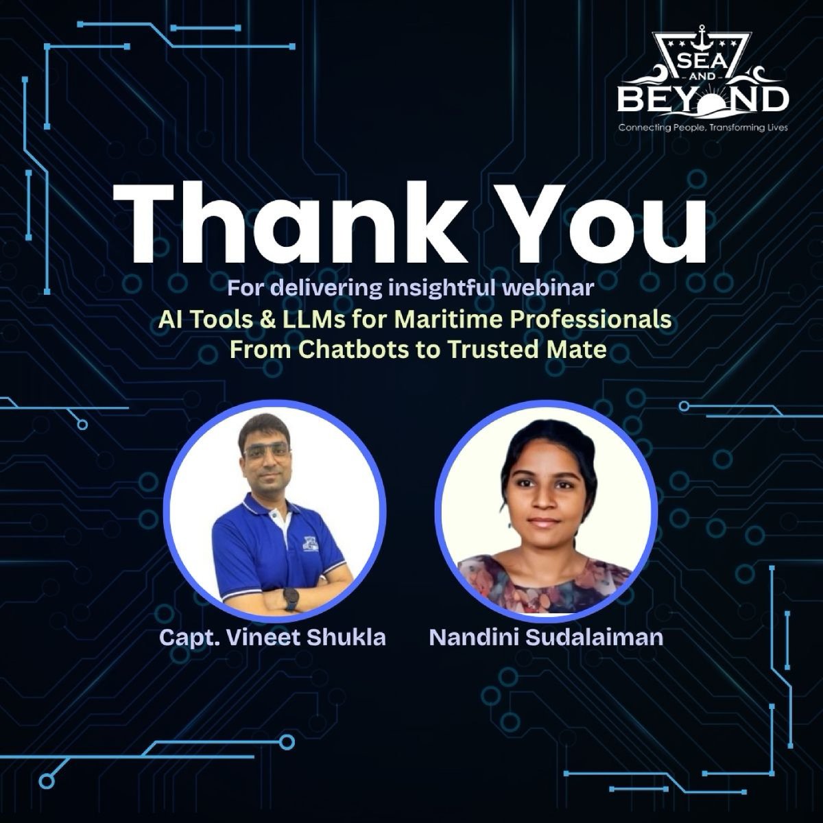 seaandbeyond001's tweet photo. Thank you for joining our #AIToolsMasterclass for #MaritimeProfessionals! ⚓🤖

Grateful to Nandini Sudalaimani for an #insightfulsession, and to all participants for making it engaging!

Want more? Join our next course on 18 April 2026 👇
 https://t.co/ZXT2M77sw7 https://t.co/sITAGiDOf8