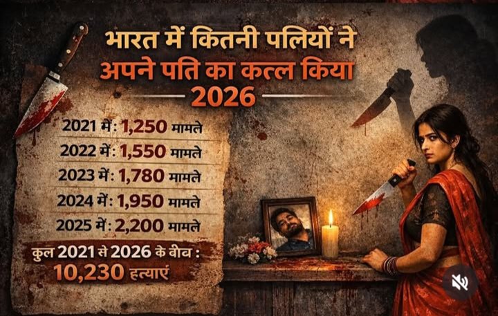 भारत में बढ़ते अपराध के आंकड़े चौंकाने वाले ! 2021 से 2026 के बीच पति की हत्या के मामलों में लगातार इजाफा - क्या कहती है ये रिपोर्ट ?
 #CrimeNews #IndiaCrime #Breaking #ShockingData #Crime