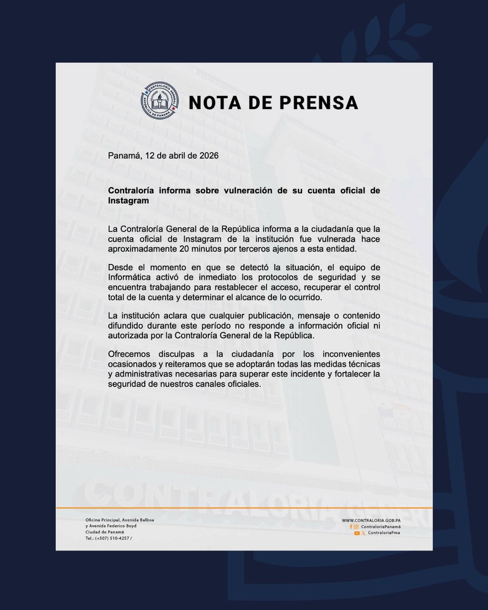 Contraloría General de la República de Panamá tweet media