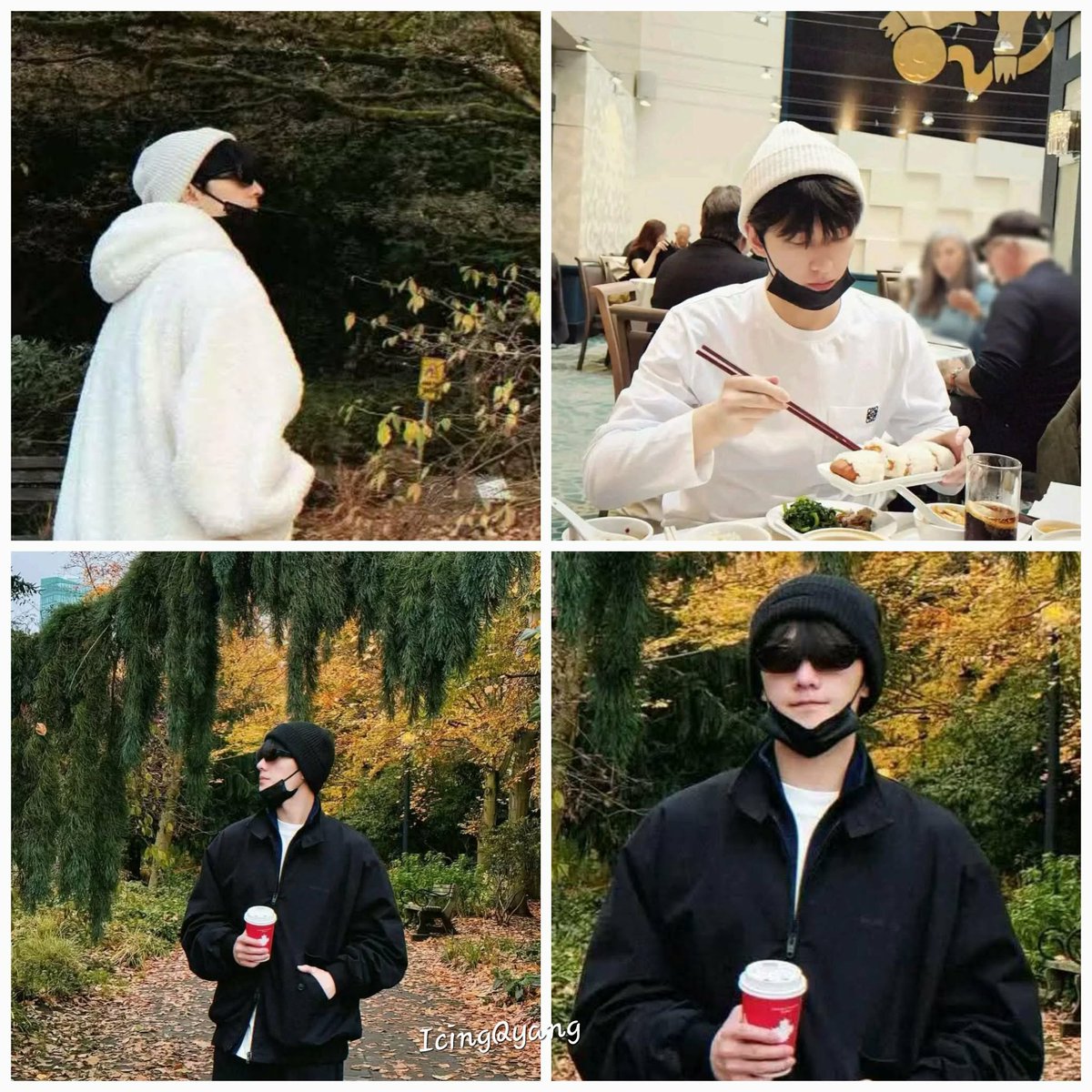 icingquinyang2's tweet image. Whether in #blackorwhite when #YangYang杨洋 goes abroad, his fashion gear includes a #beanie, a mask, #gentlemonstersunglasses and himself. #ALookBack #canada 2025.