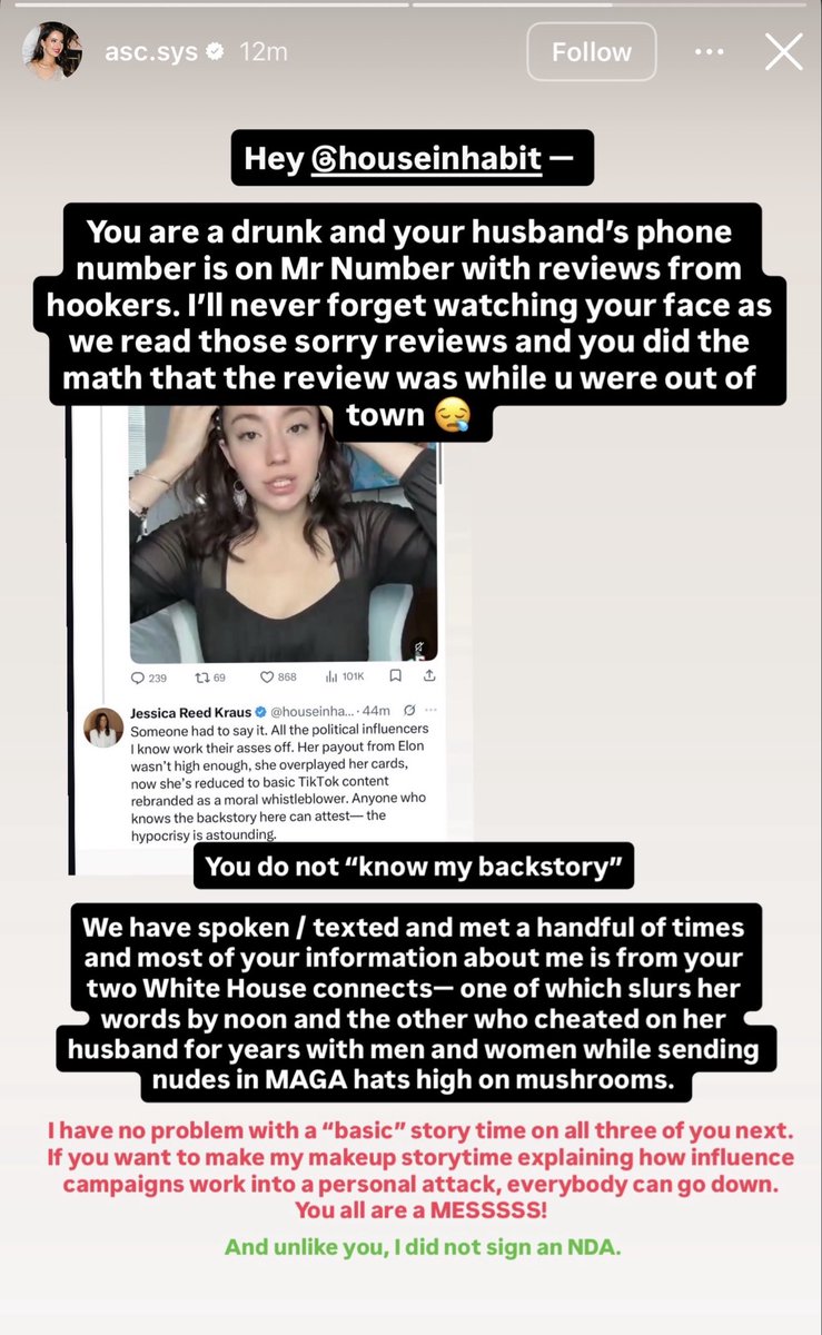 emiliesposts's tweet photo. Ashley St. Clair just exposed House Inhabit’s husband for being on an app where hookers review their Johns. 

“You’re a drunk and your husband’s phone number is on Mr. Number with reviews from hookers. I’ll never forget watching your face as we read those sorry reviews” https://t.co/lpduqyLSRK