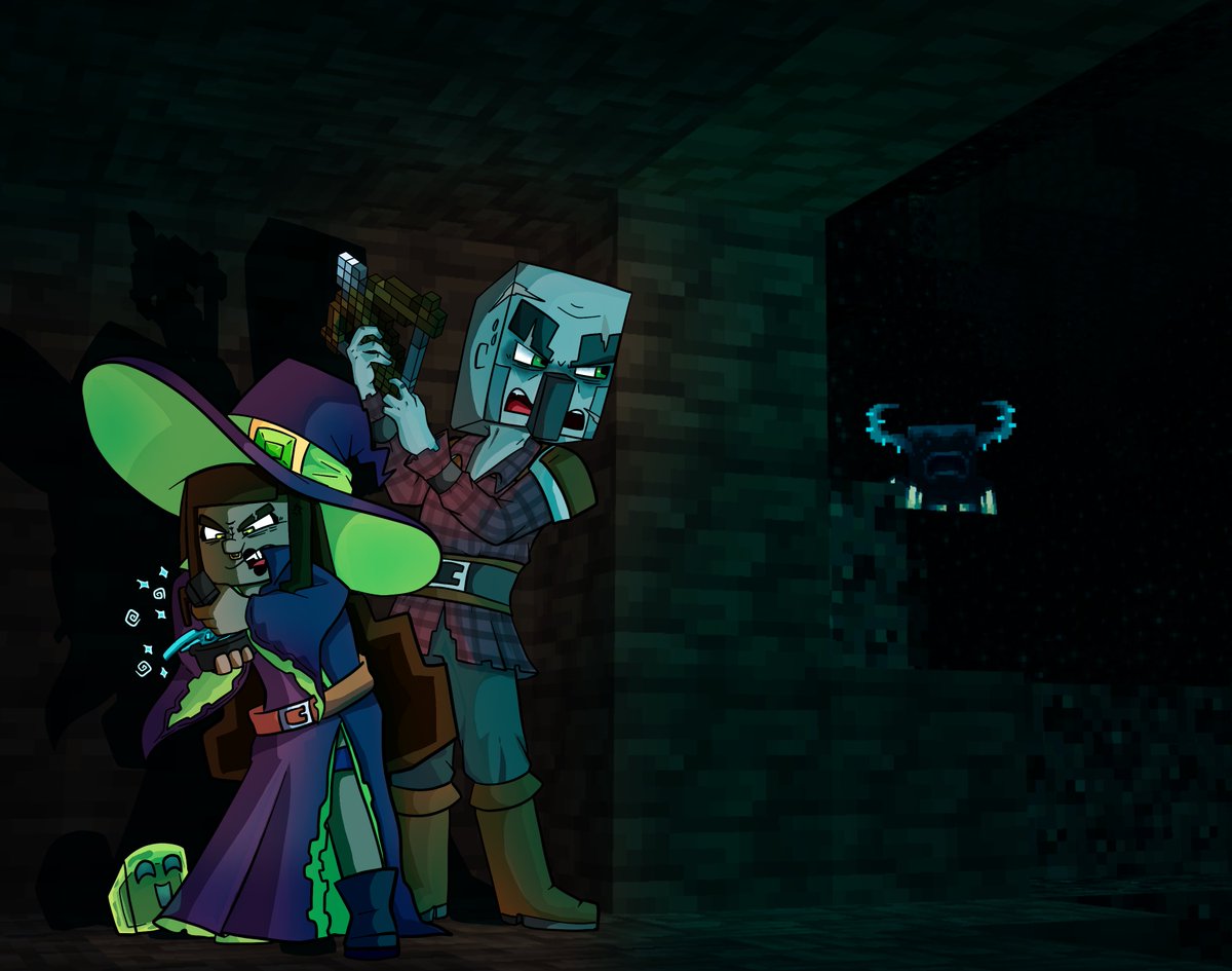 dirtyjujubeanz's tweet photo. "This masks our scent and muffles our footsteps. As long as you don't trip over your own massive feet or start yelling at rocks, we'll be invisible to it." #minecraft #MinecraftMaisy #Minecraftillager #Minecraftpillager #Minecraftwarden #Minecraftoc https://t.co/SILn8tEqVF
