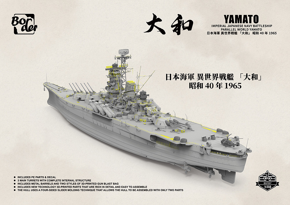 ボーダーモデルの『1/350 日本海軍 異世界戦艦「大和」昭和40年1965