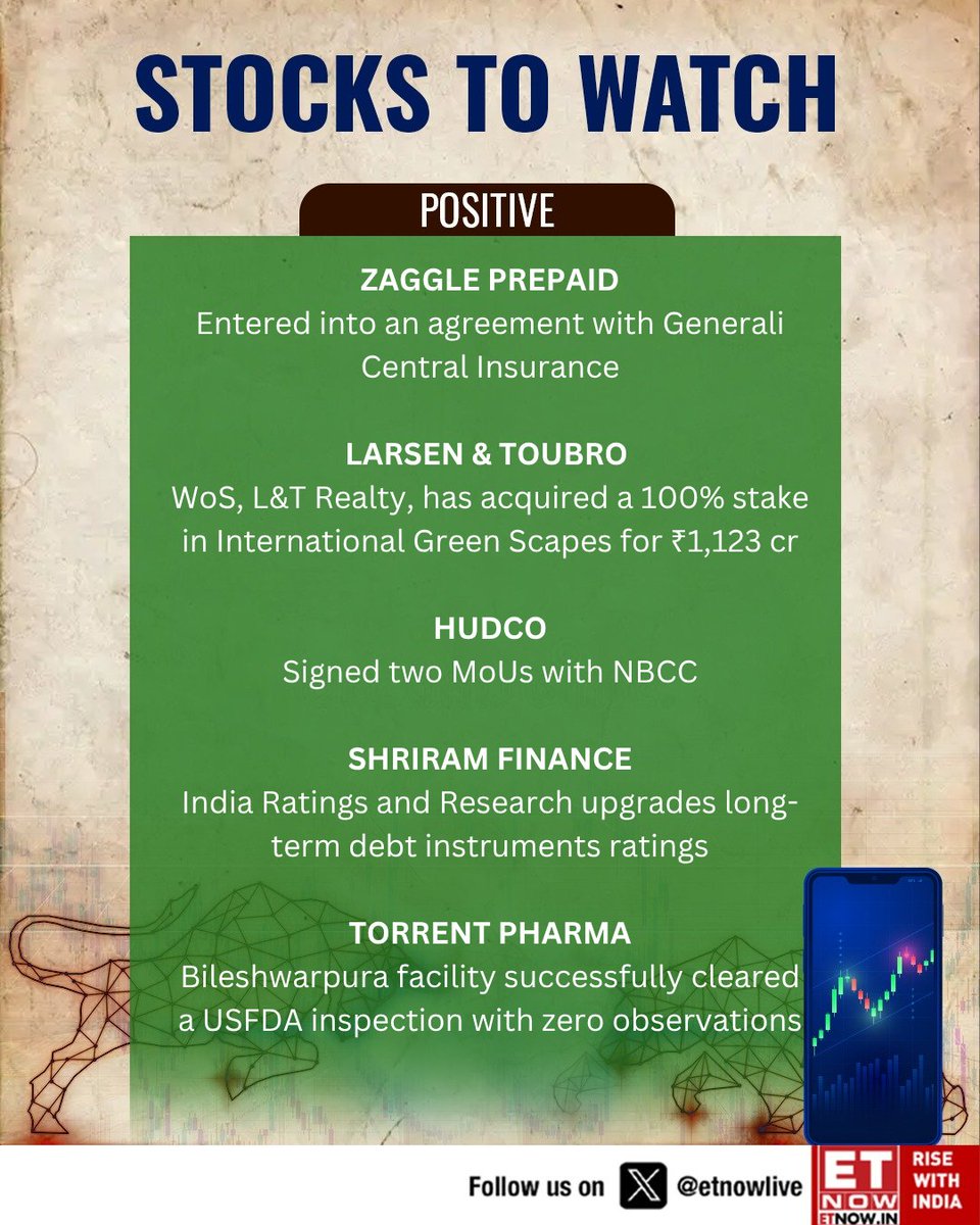 ETNOWlive's tweet image. Stocks To Watch |📊Ready, set, trade! Keep an eye on these stocks as they set the market buzz

#StockMarket #StockMarketIndia #StocksInFocus