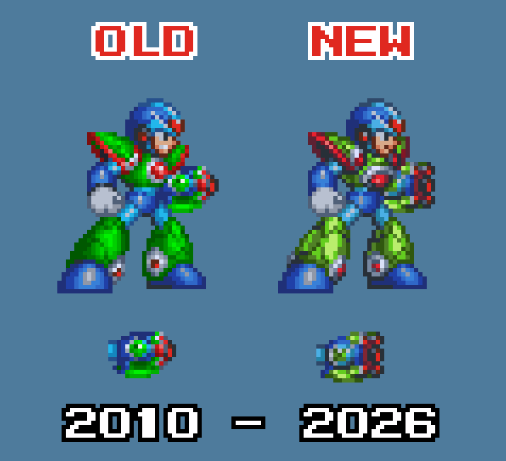 Kensuyjin_33's tweet image. I'd been wanting to remake this version of the clear armor for a while; the most complicated part was remaking the buster, but I think it turned out pretty well, What do you think? 

Follow me &amp;amp; repost for more!

#MegaMan #ロックマン #pixelartist #MegaManXDive #remake #pixelart