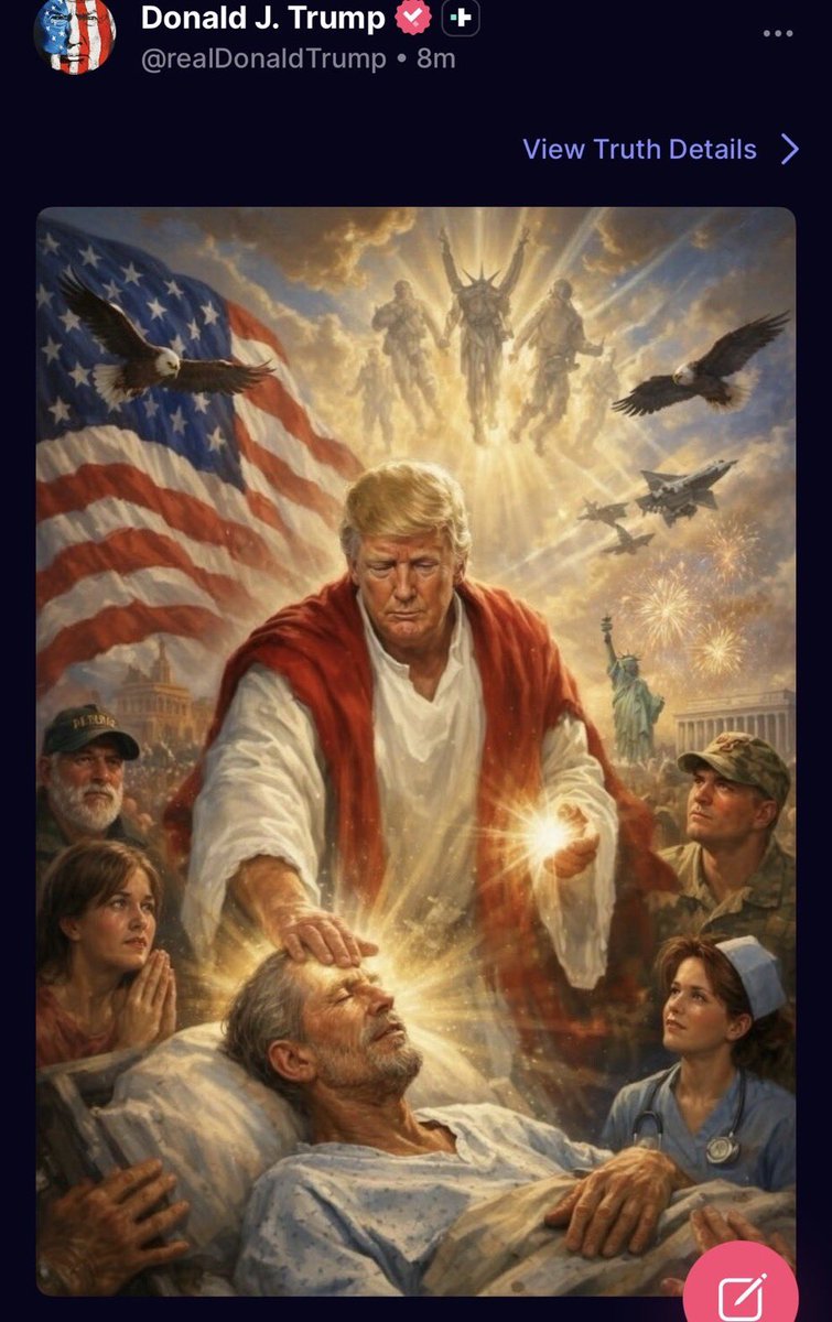 realCarola2Hope's tweet image. Después de insultar al Papa, ahora se burla de Cristo.

Muy bien, Donald Trump… vas por “buen” camino.