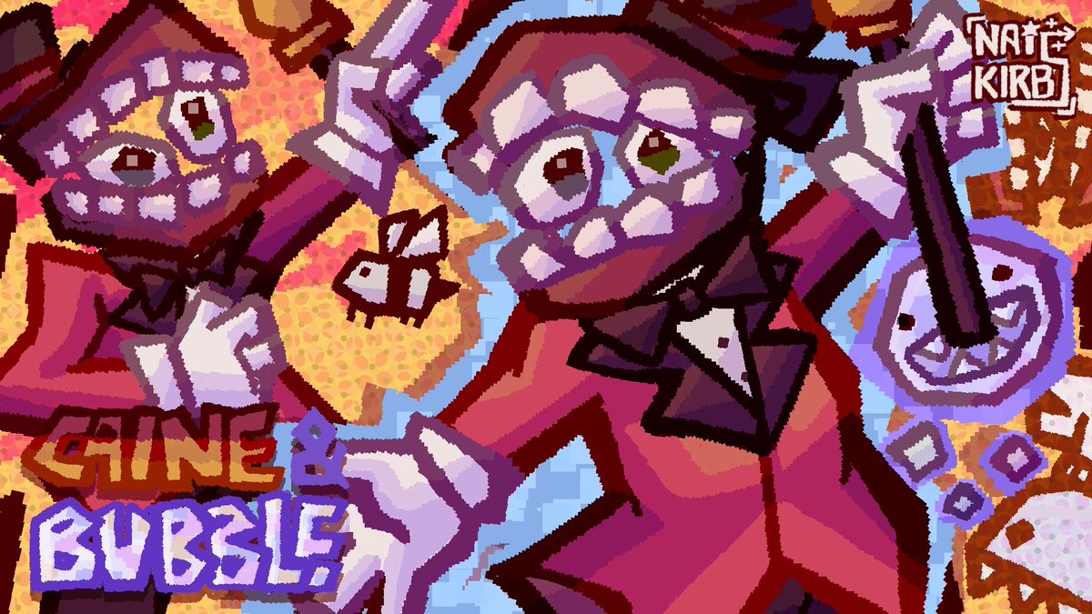 Naikirbs's tweet photo. 🎩THE RINGMASTER: CAINE &amp; THE LOYAL BUBBLE: BUBBLES🫧

#Tadc #Digitalcircus #fanartㅤ https://t.co/pAO3LMZgSR