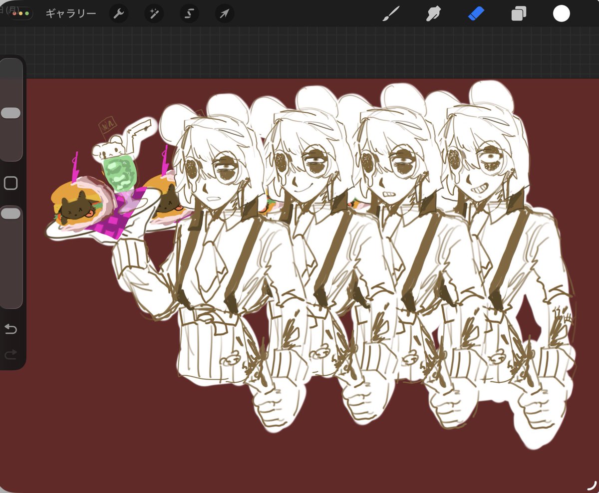 OKIROTAKEHASI's tweet image. こりは没した竹ロバダイナーの残骸表情差分達