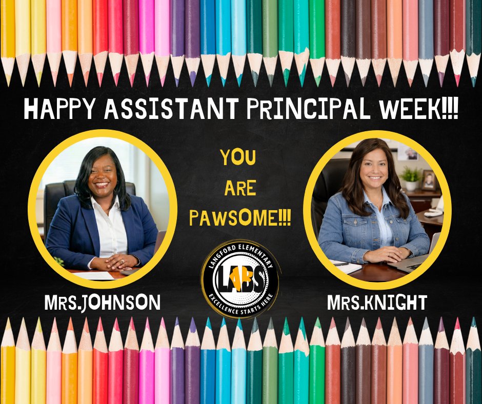 langfordlabs's tweet photo. We are back from Spring Break and we are excited to honor our two Assistant Principals this week!!! We appreacite you Mrs.Johnson and Mrs.Knight!!! You are PAWsome!!!! @MrsW_Johnson @RichlandTwo https://t.co/I0pc7mixGQ