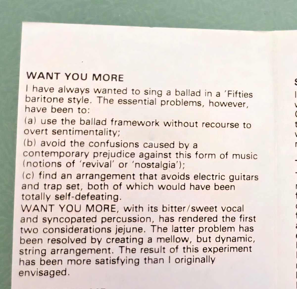 Addiction_ers's tweet photo. Robert Palmer begins his baratone era with "Want You More", and pulls off a finely executed balancing act. A contemporary 80s arrangement of a nostalgic idea. Satisfying and avoiding "jejune", which means lacking substance, simplistic, or childishly dull. https://t.co/bgn1hbto8U