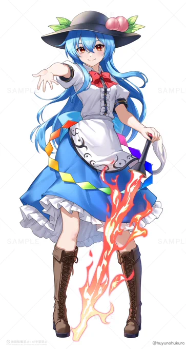 例大祭ではこちらのイラストで天子のアクスタも作る予定です! #東方project