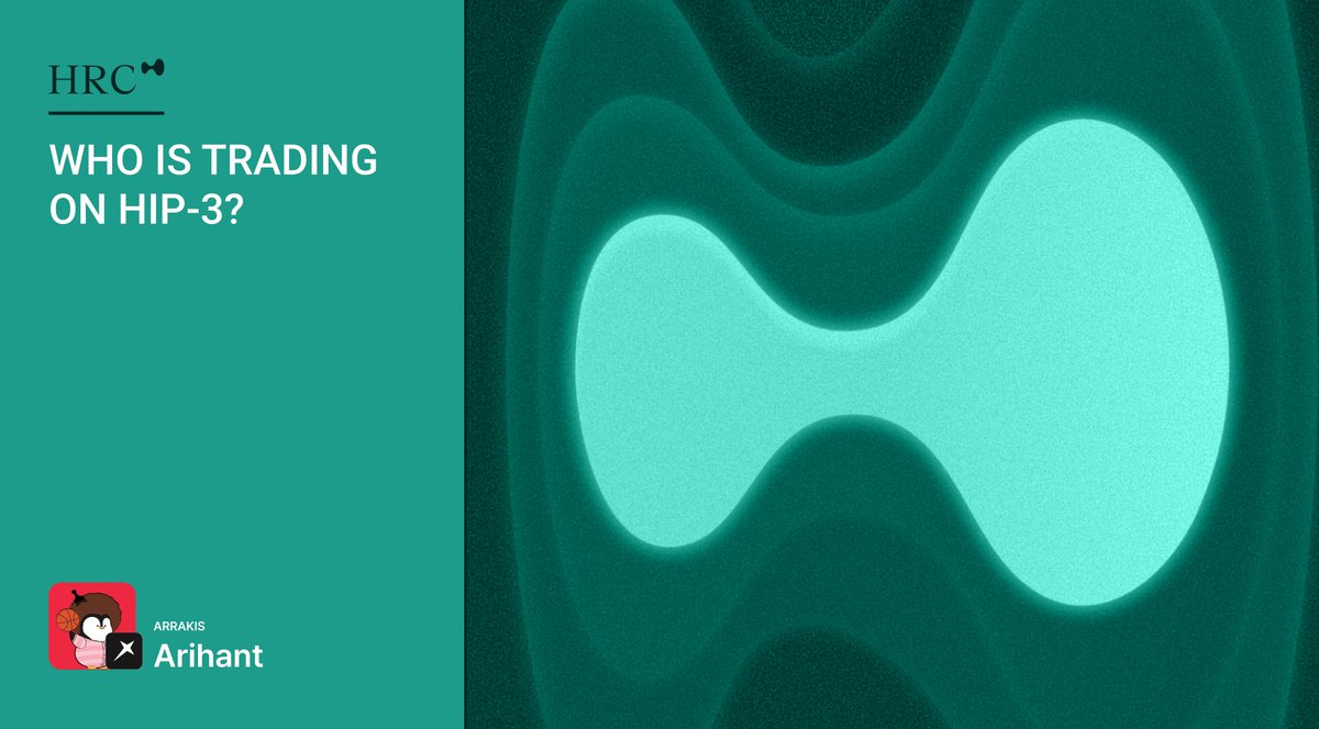 Who is trading on HIP-3?
 Written by <a href="/web3_pastel/">Arihant</a> (<a href="/ArrakisFinance/">Arrakis</a>)

Hyperliquid is establishing itself as the venue for real-world asset exposure when traditional financial markets are closed:

"When CME closes on Friday at 22:00 UTC, HIP-3 markets keep trading, making them the