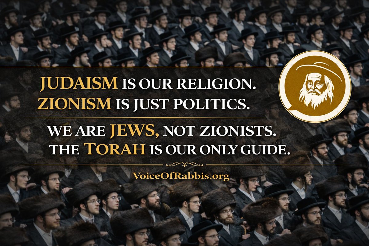voiceofrabbis's tweet photo. Judaism is our religion.
Zionism is just politics.

We are Jews — not Zionists.
The Torah is our only guide. https://t.co/5GJejoH31R