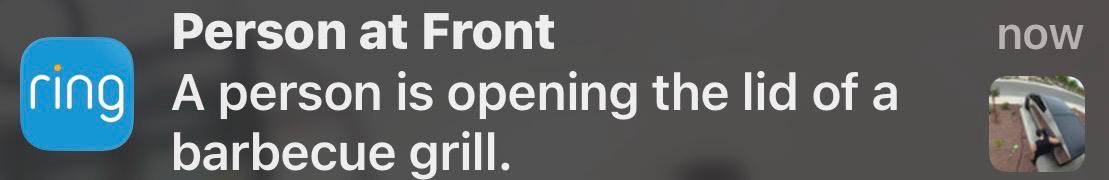 tacotesla's tweet photo. I was washing my @cybertruck and got this Ring alert. So I guess it looks like a bbq grill?? Their AI needs more training https://t.co/690GRLd7A7