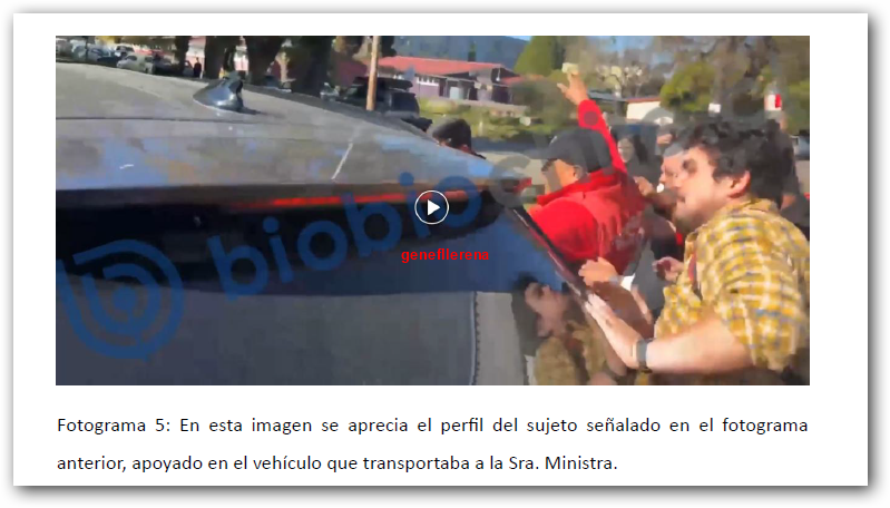 A este marrano zurdo-violentista de camisa cuadrillé ocre, lo tienen plenamente identificado en la querella de la ministro <a href="/MinSteinert/">Trinidad Steinert</a> por "atentado contra la autoridad" en la persona de la ministro Lincolao, "así te quería ver miiiiijo...".