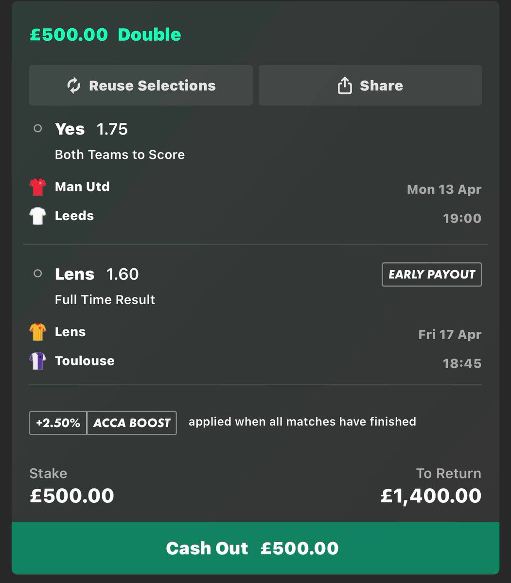 DailyBettingPot's tweet image. Enjoy your £1.4K 💸