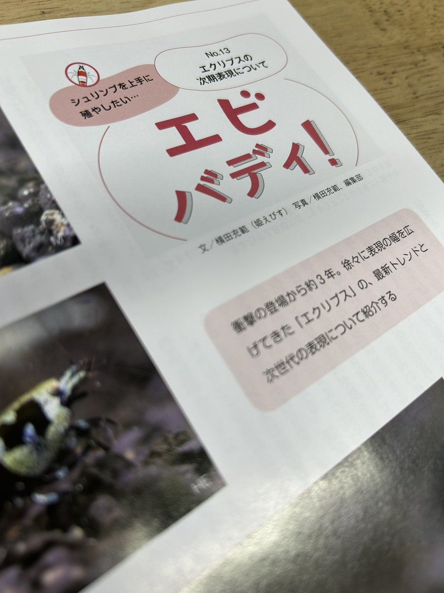 アクアライフの最新刊、5月号
今号のシュリンプ記事(エビバディ！のコーナー)はエクリプスに関して書いてます😆
エクリプスの最新ネタを記載しています。
書店にてアクアライフ、ゲットしてくださ〜い❗️