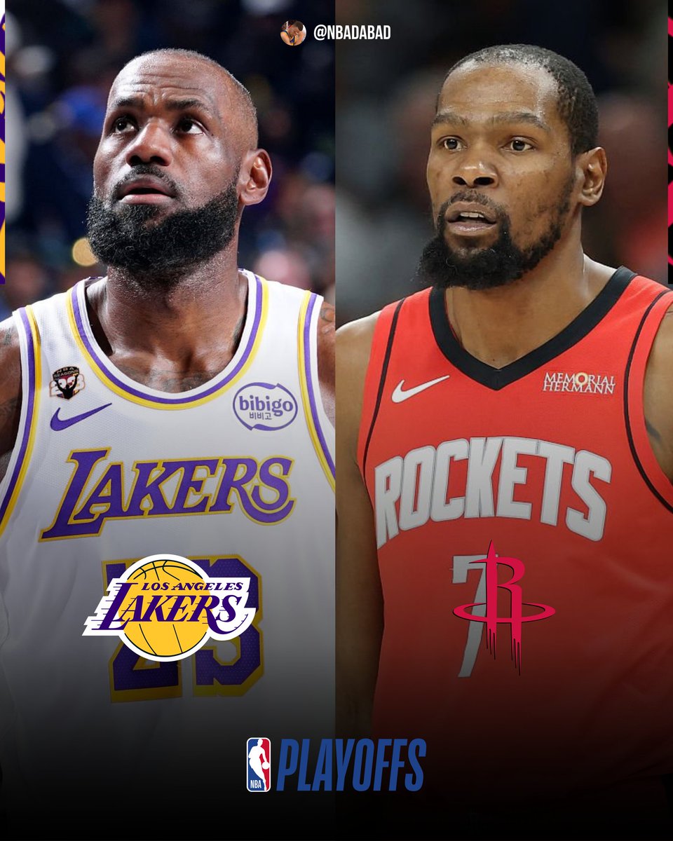 NBAdabad's tweet image. 🚨 DUELO CONFIRMADO:

LAKERS X ROCKETS NOS PLAYOFFS!

TEREMOS LEBRON X DURANT NO MATA-MATA PELA 1ª VEZ DESDE 2018!