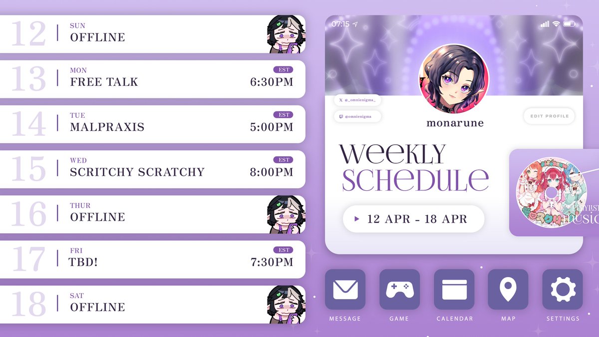 ⋆˙⟡ Schedule for Apr 12th - Apr 18th ⟡˙⋆   
♡ I said I'd make up for it! ♡