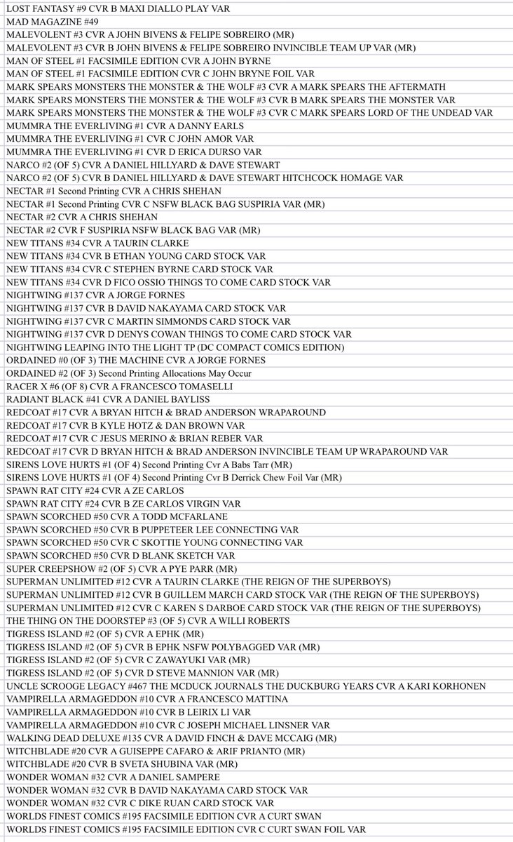 ComicsTnT's tweet photo. Hey! This is what we’ll be putting up on our giant wall-O-comics this coming Wednesday, April 15th! Quantities are limited on some titles. See you soon! 😀 #ncbd #newcomicbookday #comicstoonsntoys #comicbooks #tustincalifornia #dccomics #marvelcomics #imagecomics #indiecomics https://t.co/Jp1Y6yVWFZ